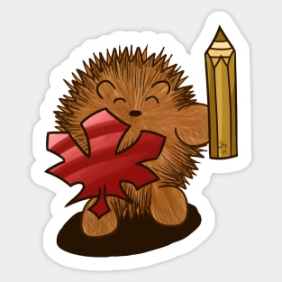 Hedgehog Knight with Leaf Shield and Pencil Sword Sticker